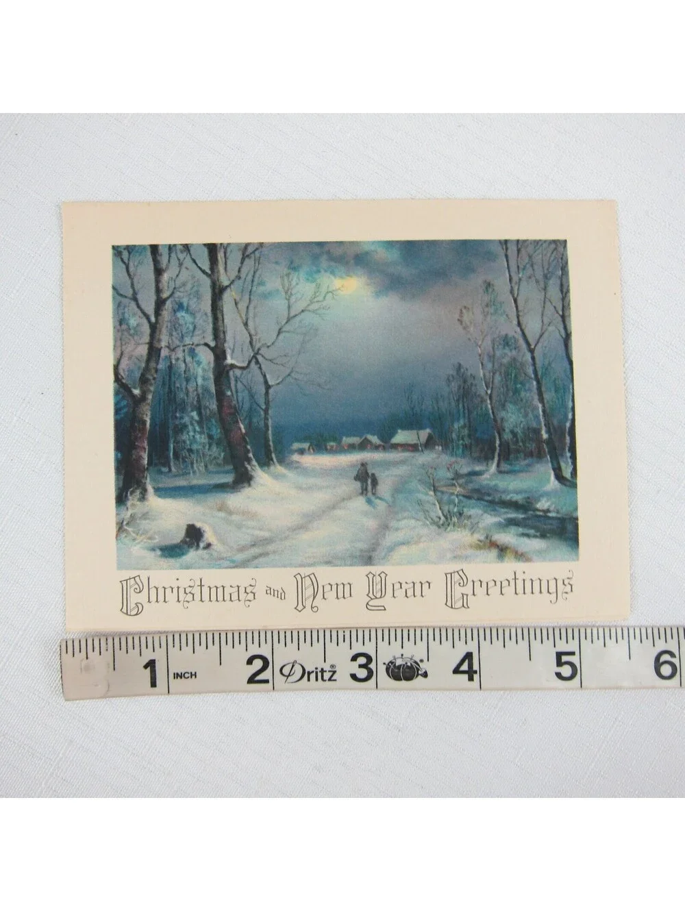 Vintage Sample Christmas Cards Lot 4 Snowy Scenes Sledding House Night USA Litho
